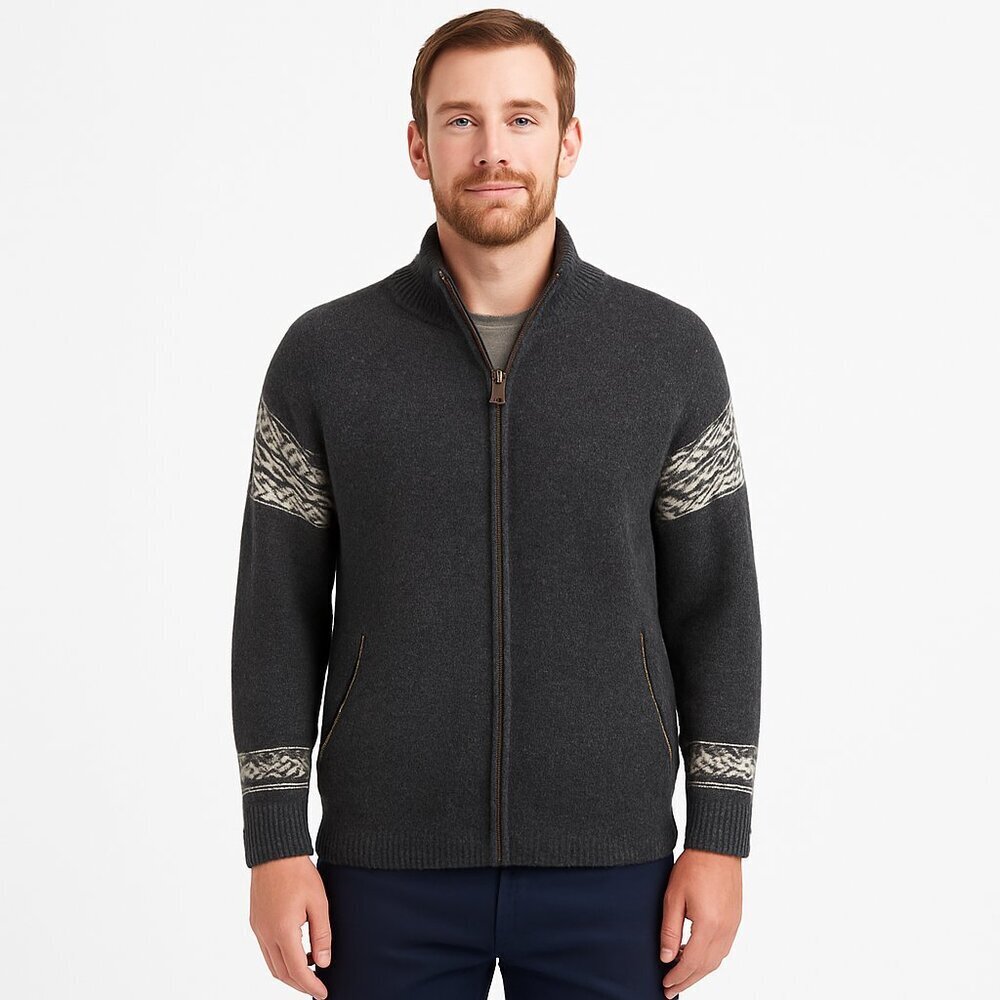 Nordic Designs Fair Isle Cardigan Men’s Small Wool Knit Icelandic Casual Layer